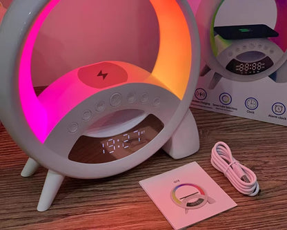 Wireless Charging Multi-function Bluetooth Speaker with Alarm Clock Nightlight