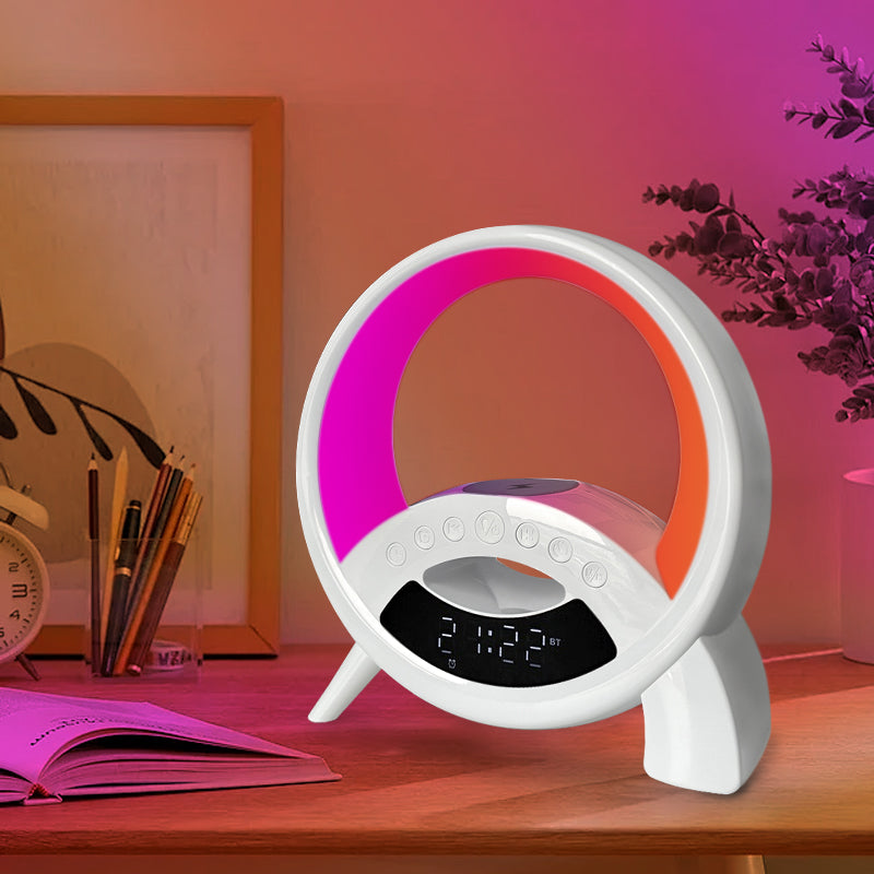 Wireless Charging Multi-function Bluetooth Speaker with Alarm Clock Nightlight