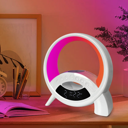 Wireless Charging Multi-function Bluetooth Speaker with Alarm Clock Nightlight