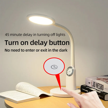 Eye-care LED desk lamp with quartz clock Dimming LED desk lamp for study Eye-care desk lamp with quartz clock Dimming LED desk lamp for study